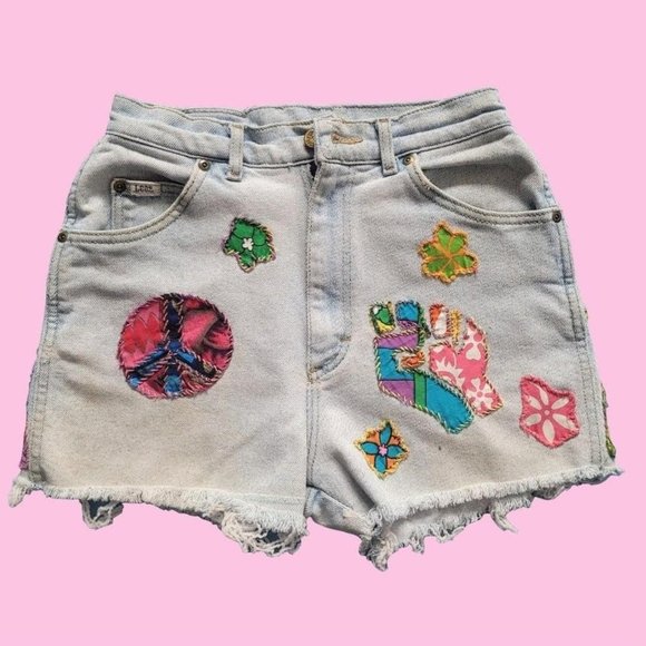 vintage 90s upcycled denim shorts - Picture 1 of 4